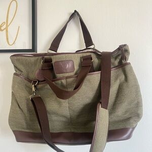 Unbranded Olive Green & Brown Canvas Travel Duffel Bag